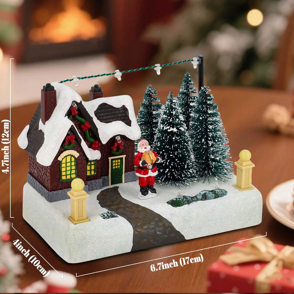 Christmas Village Scene Collectible Building with Lights Trees Santa C ...